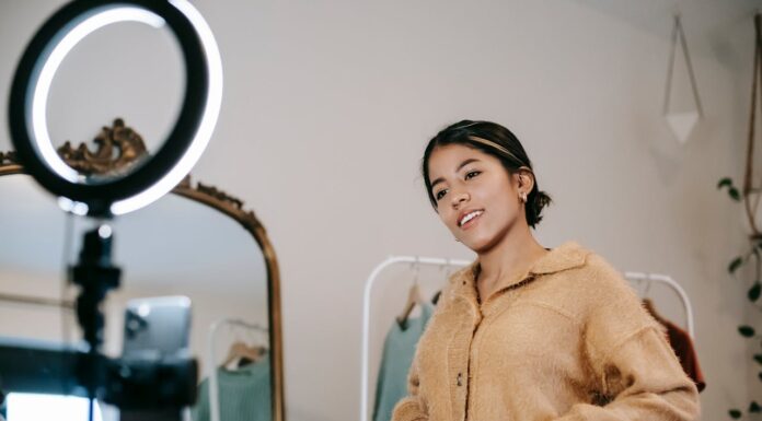 influencer in front of light