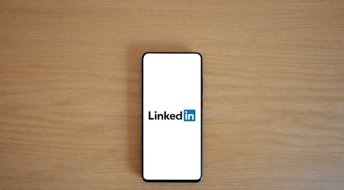 linkedin phone on table